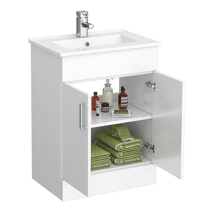 Bianco Gloss White Floorstanding Vanity Unit + Close Coupled Toilet Standard Large Image