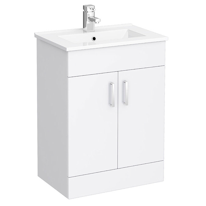 Bianco Gloss White Floorstanding Vanity Unit with Close Coupled Toilet Feature Large Image
