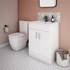 Bianco Gloss White Floorstanding Vanity Unit + Close Coupled Toilet Medium Image