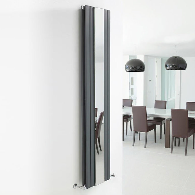 Bilbao Anthracite Double Panel Designer Radiator with Mirror (1800 x 381mm) Profile Large Image