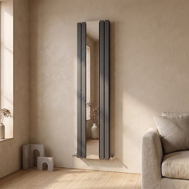Bilbao Anthracite Double Panel Designer Radiator with Mirror (1800 x 381mm)