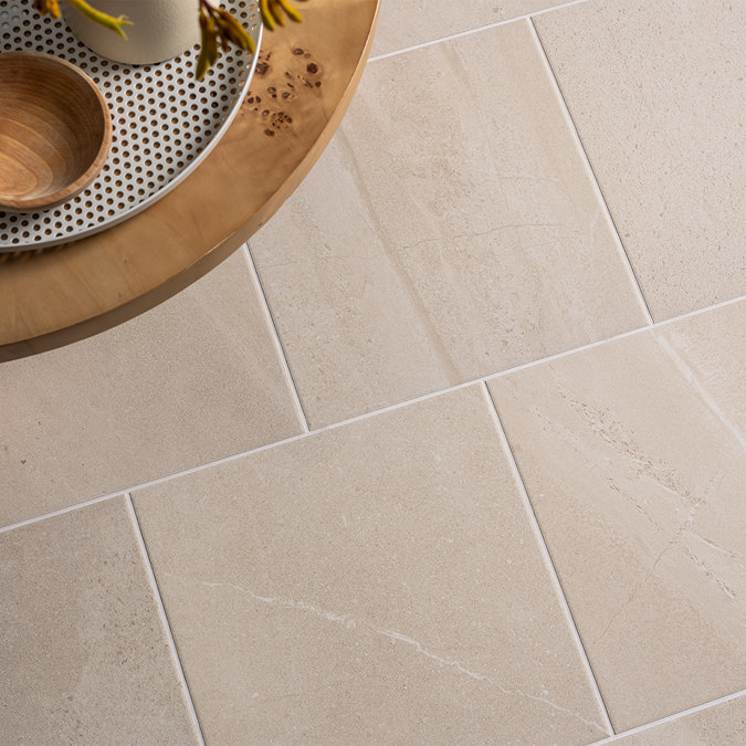 Biscay Beige Stone Effect Floor Tiles - 333 x 333mm