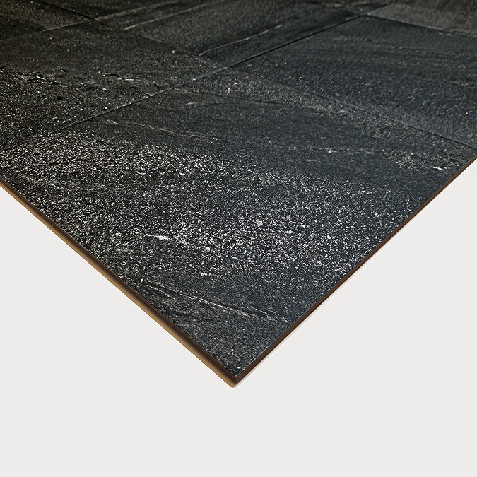 Biscay Black Stone Effect Floor Tiles - 333 x 333mm