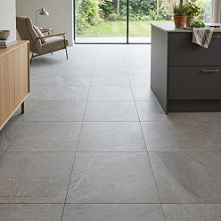 Biscay Black Stone Effect Floor Tiles - 333 x 333mm