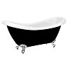 Black 1750 Double Ended Slipper Bath with Chrome Ball + Claw Leg Set  Feature Large Image