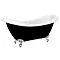 Black 1750 Double Ended Slipper Bath with Chrome Ball + Claw Leg Set Feature Large Image