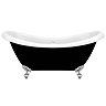 Black 1750 Double Ended Slipper Bath with Chrome Ball + Claw Leg Set Large Image