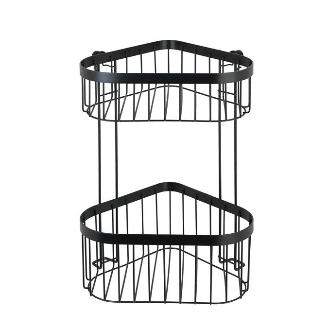 Black 2-Tier Corner Wire Shower Basket  Profile Large Image