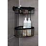 Black 2-Tier Corner Wire Shower Basket  Standard Large Image