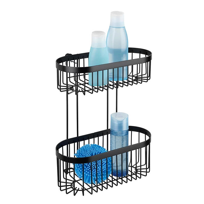 Black 2-Tier Wire Shower Basket  Feature Large Image