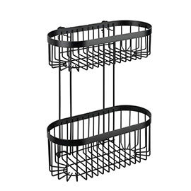 Black 2-Tier Wire Shower Basket Medium Image