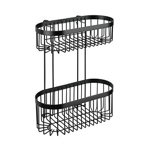 Black 2-Tier Wire Shower Basket Large Image