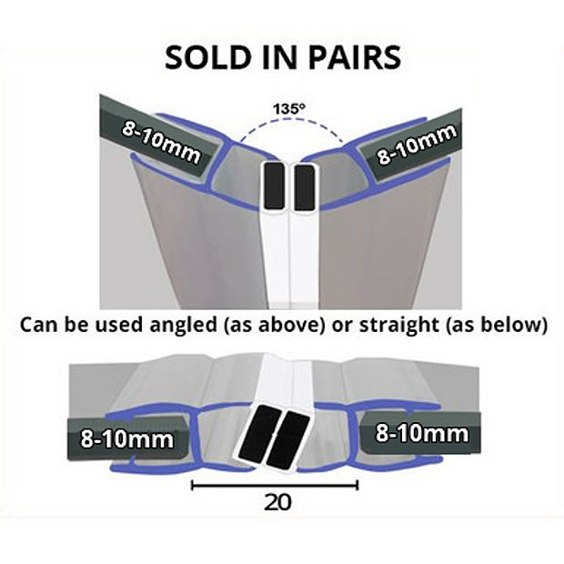 Black Seal for Quadrant Shower Door 810mm Glass (Pair)