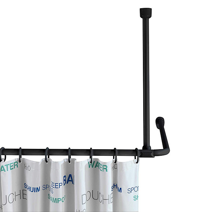 Black Shower Curtain Rail Support Arm Large Image