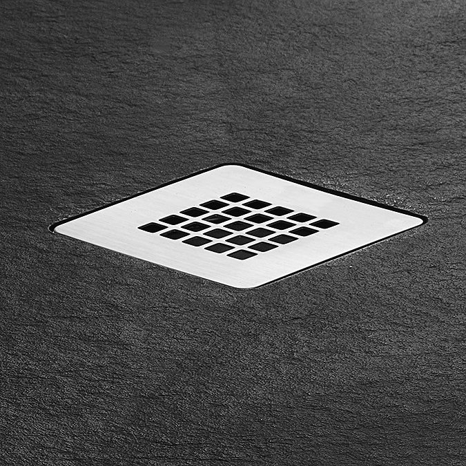 Imperia 1200 x 900mm Black Slate Effect Rectangular Shower Tray + Chrome Waste Feature Large Image