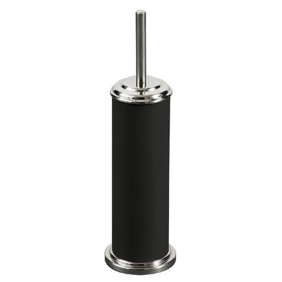 Toilet Brush Holder Cylinder with Chrome Effect - Black - 1602003 Large Image