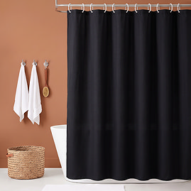 Black Polyester Shower Curtain 2000mm x 2400mm Extra Wide