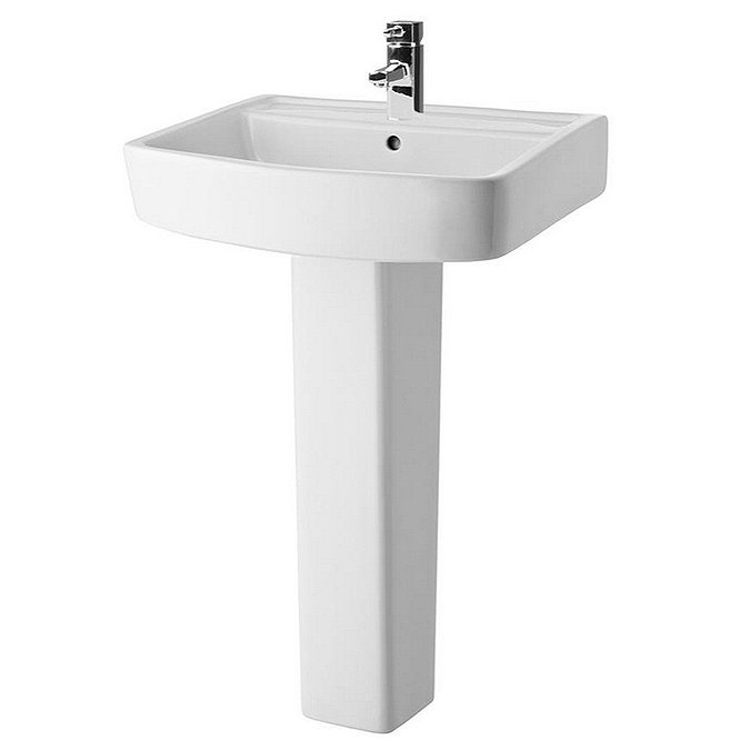 Bliss Modern Square Basin & Pedestal - 1 Tap Hole - 2 x Size Options Large Image