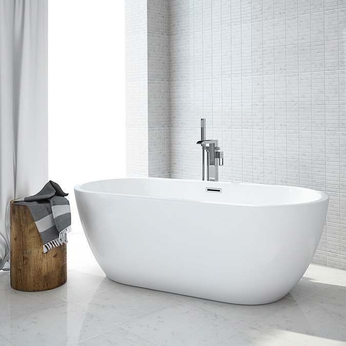 Bliss Modern Double Ended Curved Freestanding Bath Suite - 2 Basin Size Options Feature Large Image