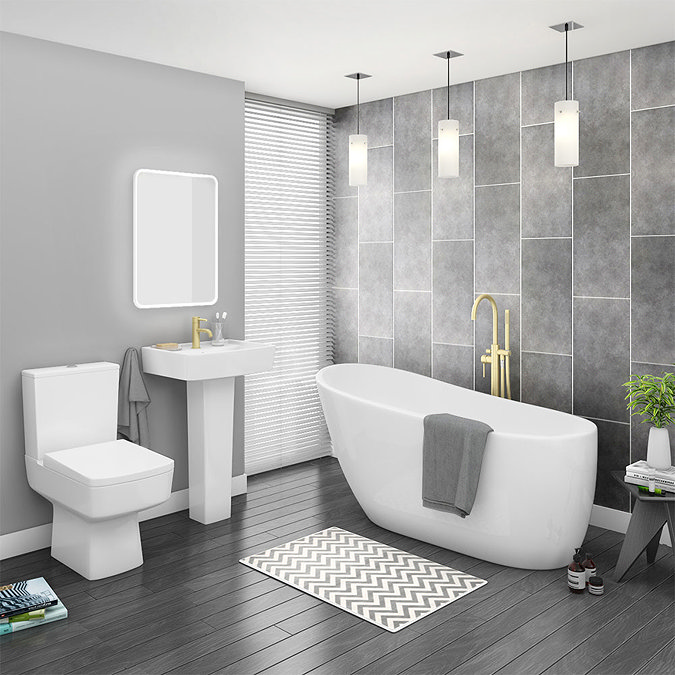 Bliss Modern Slipper Freestanding Bath Suite - 2 Basin Size Options Large Image