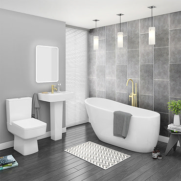 Bliss Modern Slipper Freestanding Bath Suite - 2 Basin Size Options Profile Large Image