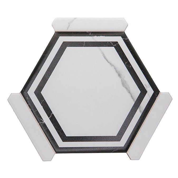 Bolano Hexagon White Marble Effect Tiles - 220 x 250mm