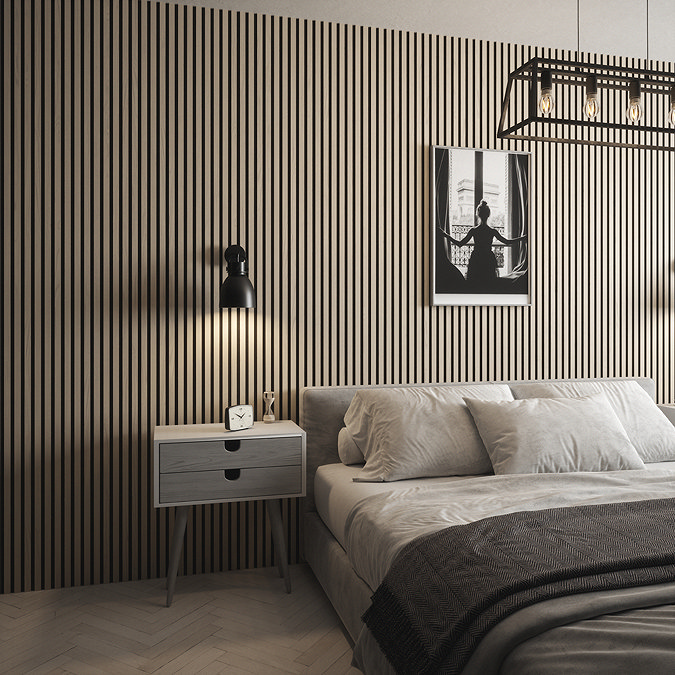 Bolzano Ash Slatted Wood Effect Acoustic Wall Panel 2400 x 572mm