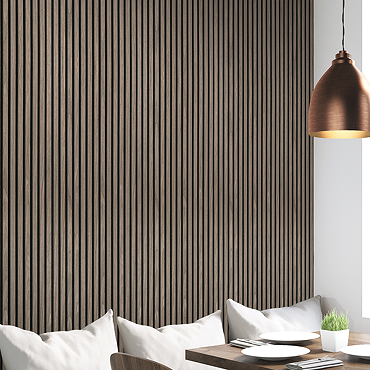 Bolzano Carini Walnut Slatted Wood Effect Acoustic Panel 2400 x 600mm