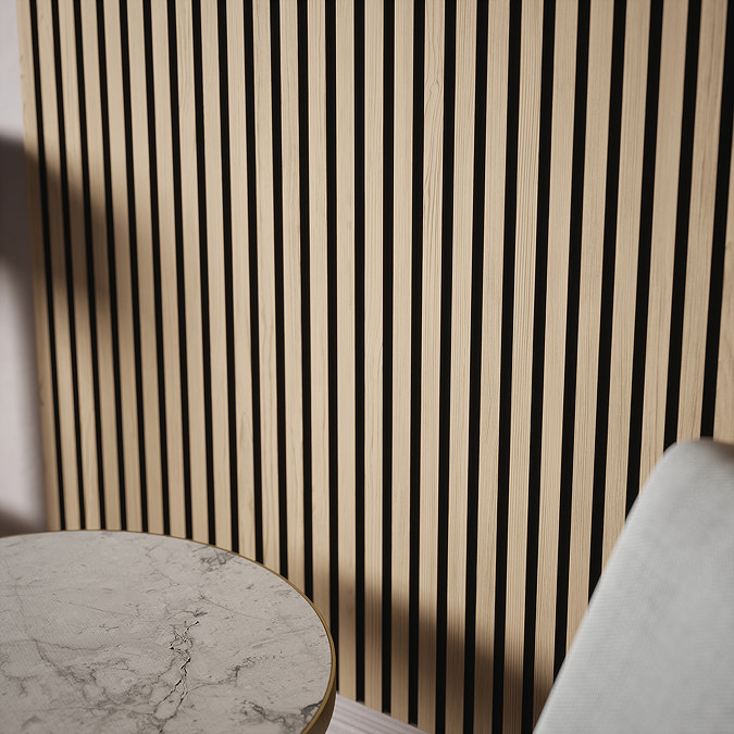 Bolzano Light Oak Slatted Wood Effect Acoustic Wall Panel 2400 x 572mm