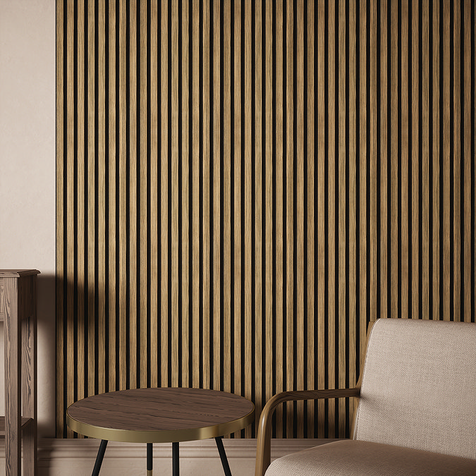 Bolzano Maple Stripe Slatted Wood Effect Acoustic Wall Panel 2400 x 572mm