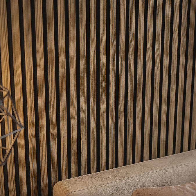 Bolzano Maple Stripe Slatted Wood Effect Acoustic Wall Panel 2400 x 572mm
