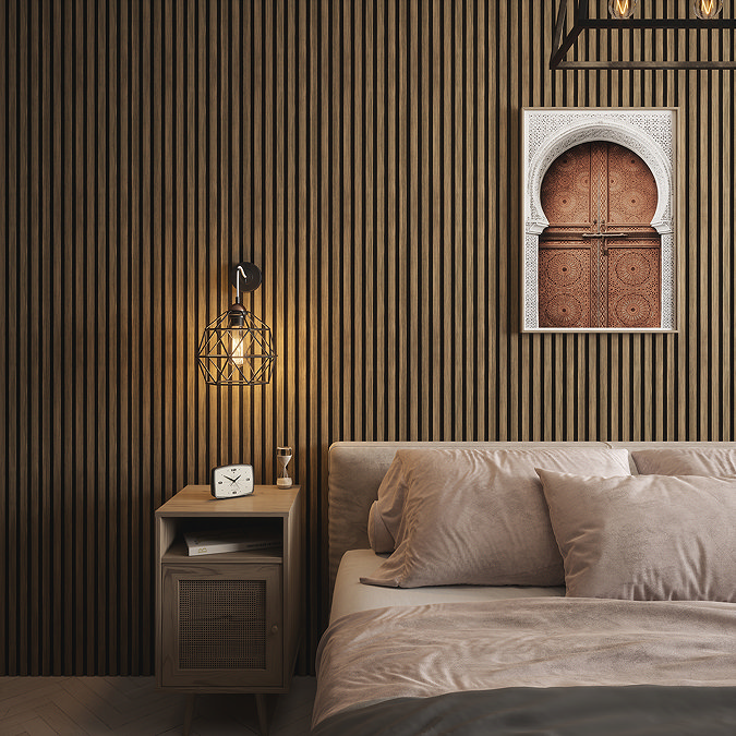 Bolzano Maple Stripe Slatted Wood Effect Acoustic Wall Panel 2400 x 572mm