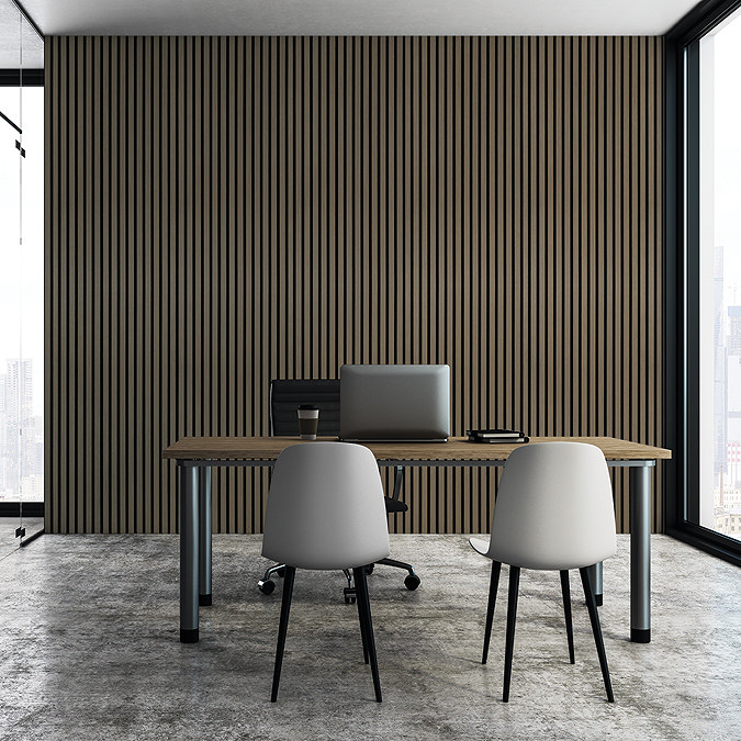 Bolzano Medium Oak Slatted Wood Effect Acoustic Panel 2400 x 600mm