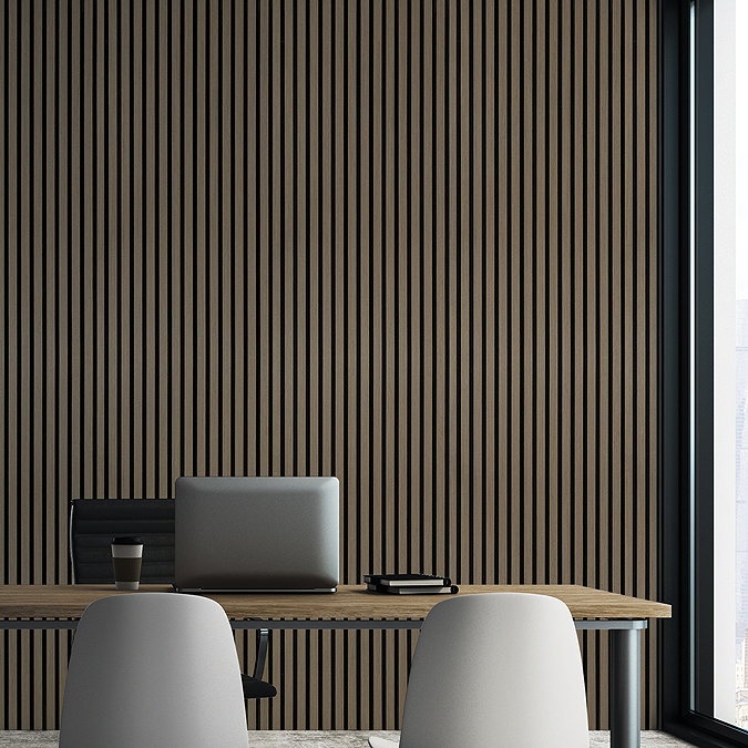 Bolzano Medium Oak Slatted Wood Effect Acoustic Panel 2400 x 600mm