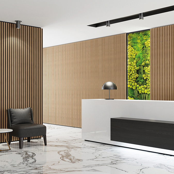 Bolzano Natural Oak Slatted Wood Effect Acoustic Wall Panel 2400 x 572mm