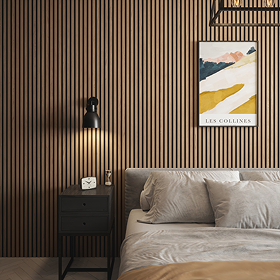 Bolzano Natural Oak Slatted Wood Effect Acoustic Wall Panel 2400 x 572mm