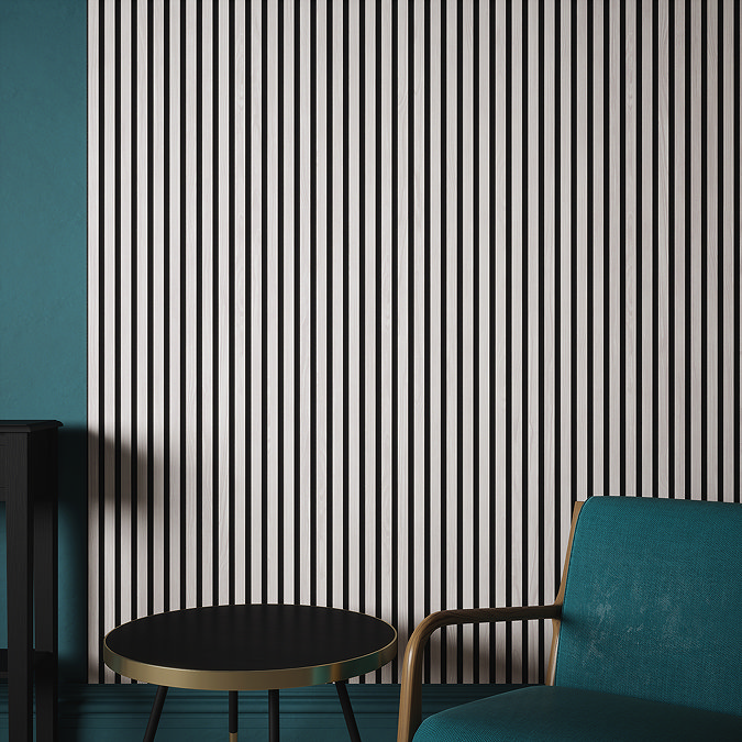 Bolzano Silver Birch Slatted Wood Effect Acoustic Wall Panel 1200 x 572mm