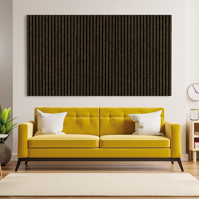 Bolzano Smoked Oak Slatted Wood Effect Acoustic Wall Panel 1200 x 572mm