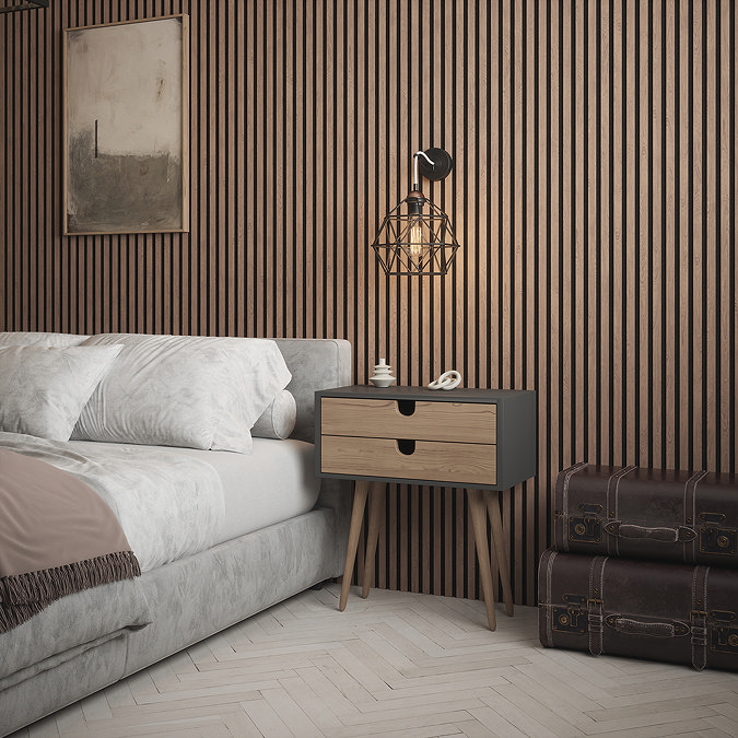 Bolzano Walnut Slatted Wood Effect Acoustic Wall Panel 2400 x 572mm