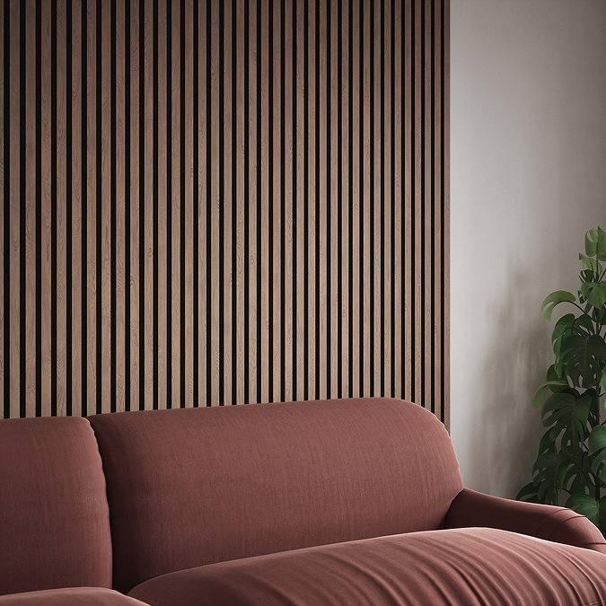 Bolzano Walnut Slatted Wood Effect Acoustic Wall Panel 1200 x 572mm