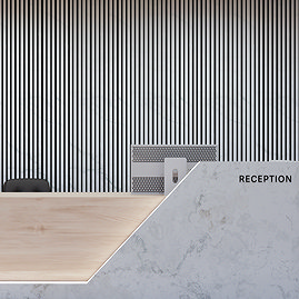 Bolzano White Marble Slatted Wood Effect Acoustic Panel 2400 x 600mm