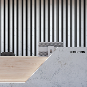 Bolzano White Marble Slatted Wood Effect Acoustic Panel 2400 x 600mm