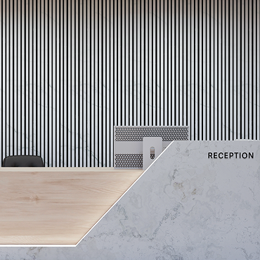 Bolzano White Marble Slatted Wood Effect Acoustic Panel 2400 x 600mm