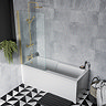 Bordo Single Ended Bath 1700 x 750mm with Brushed Brass Hinged Square Bath Screen
