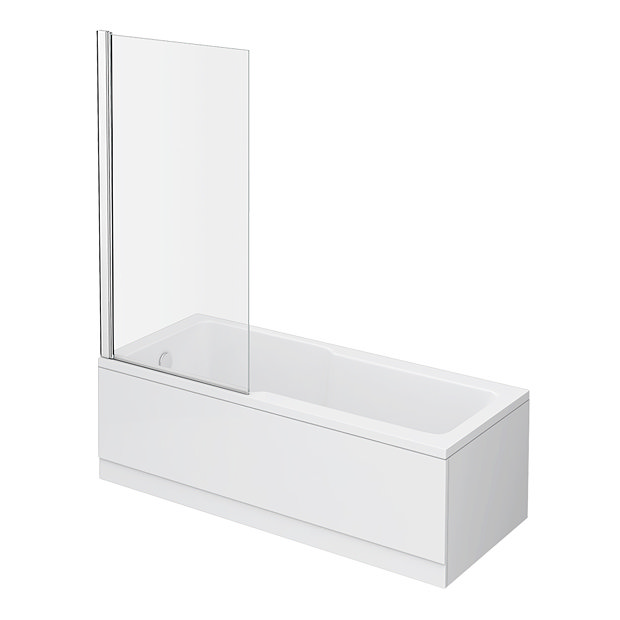 Bordo Single Ended Bath 1700 x 750mm with Hinged Square Bath Screen Large Image