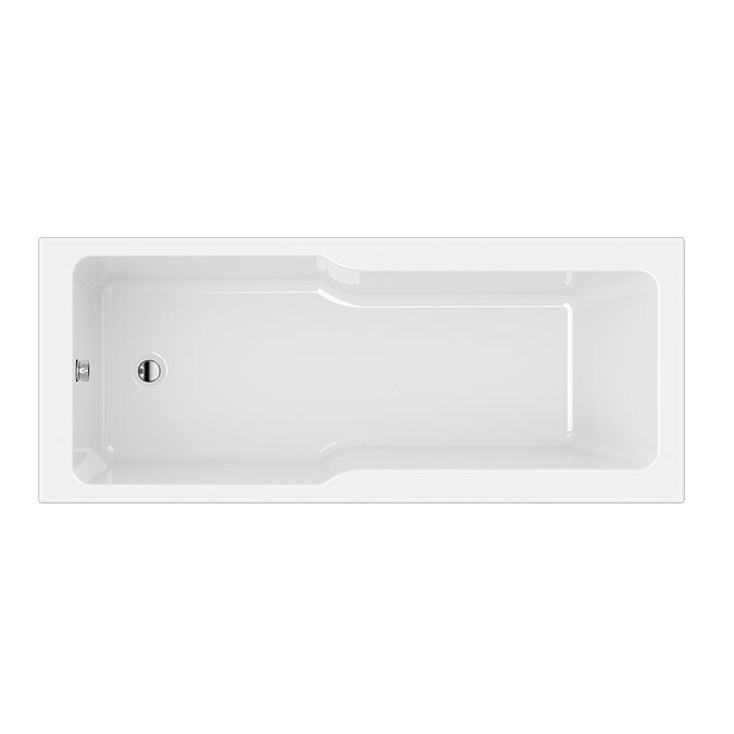 Bordo Single Ended Bath 1700 x 750mm with Matt Black Hinged Square Bath Screen