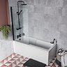 Bordo Single Ended Bath 1700 x 750mm with Matt Black Hinged Square Bath Screen