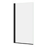 Bordo Single Ended Bath 1700 x 750mm with Matt Black Hinged Square Bath Screen  Standard Large Image