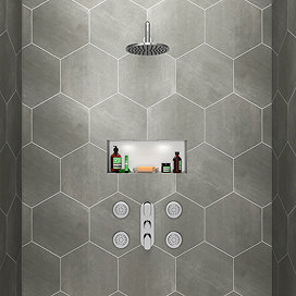 Bosa Concealed Thermostatic Valve with Fixed Shower Head & 4 Tile Body Jets Large Image