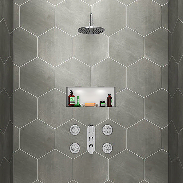 Bosa Concealed Thermostatic Valve with Fixed Shower Head + 4 Tile Body Jets  Feature Large Image